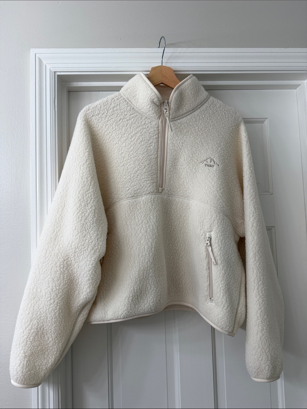 Aritzia TNA Bigfoot Polar 1/2 Zip Sweater in Birch